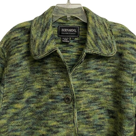 Bernardo Essentials Button Front Wool Coat Women's L Green Pockets Ranch Country - Picture 3 of 13
